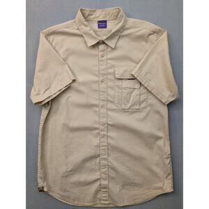 Backcountry Shirt Mens Large Beige Short Sleeve Button Stretch Hiking Outdoors
